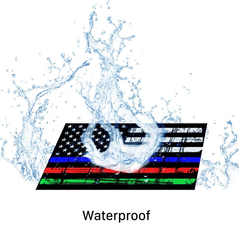 Creatrill Reflective Tattered Thin Blue Red Green Line Decal Matte Black â€“ 3 Packs 3x5 in. American USA Flag Decal Stickers for Cars, Trucks, Hard Hat, Support Police Fire Officers Military Troops - Image 5